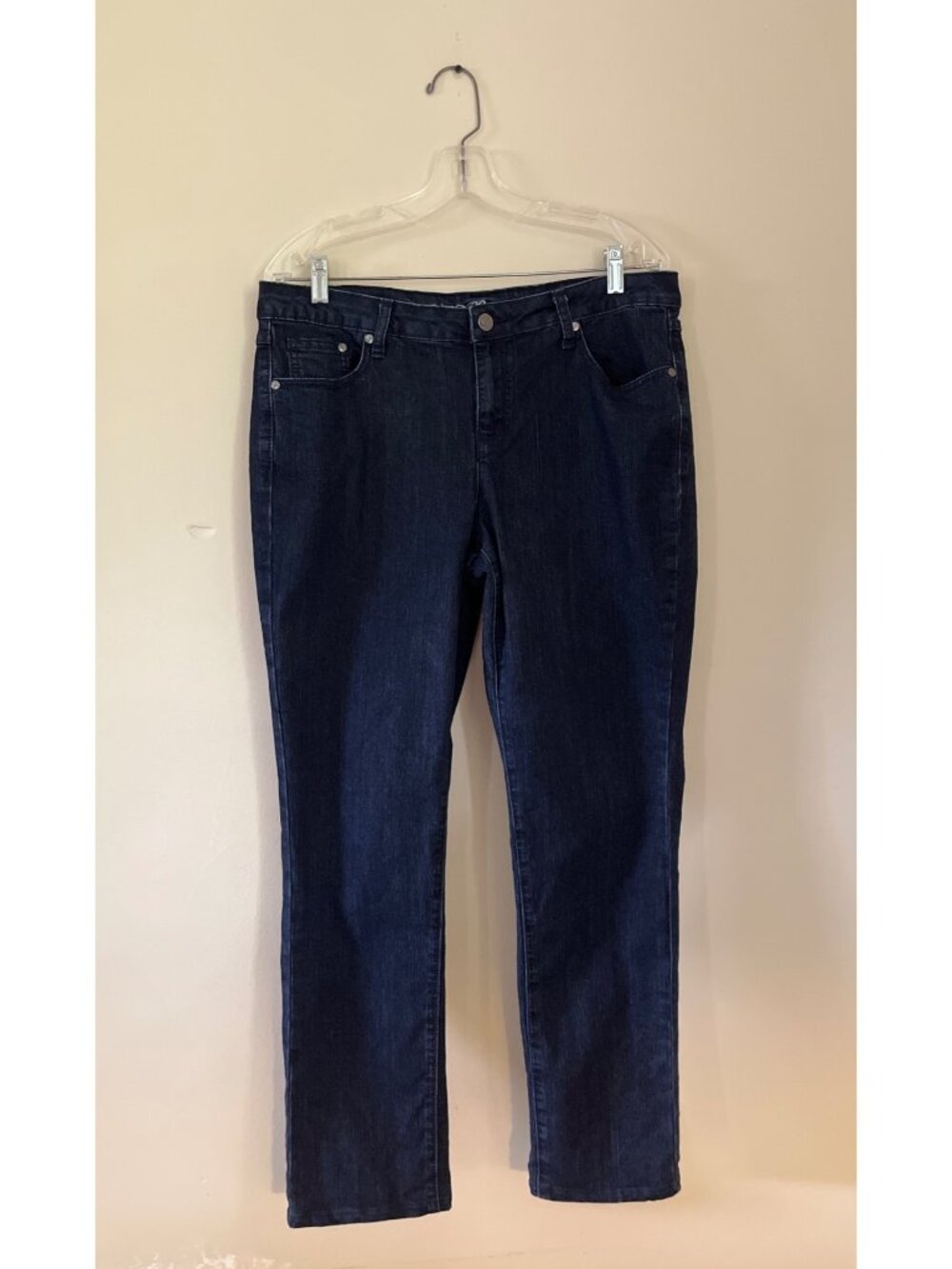 Cato Premium Womens 14P Dark Wash Denim Blue Jeans Straight Leg Pockets